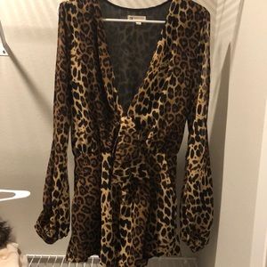 Cheetah print Front tie Romper